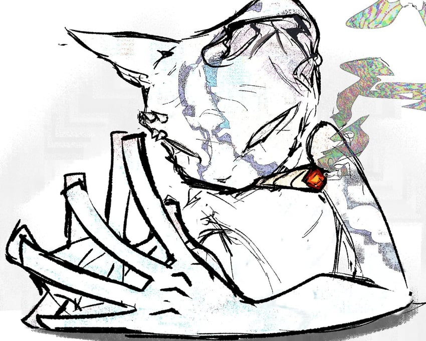 原创 1名男孩 兽耳 猫耳少年 猫耳 雪茄