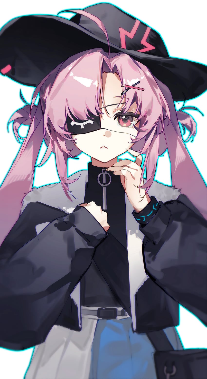 明日方舟、泡普卡 (明日方舟) 1名女孩 :< 兽耳 黑帽子 黑色夹克