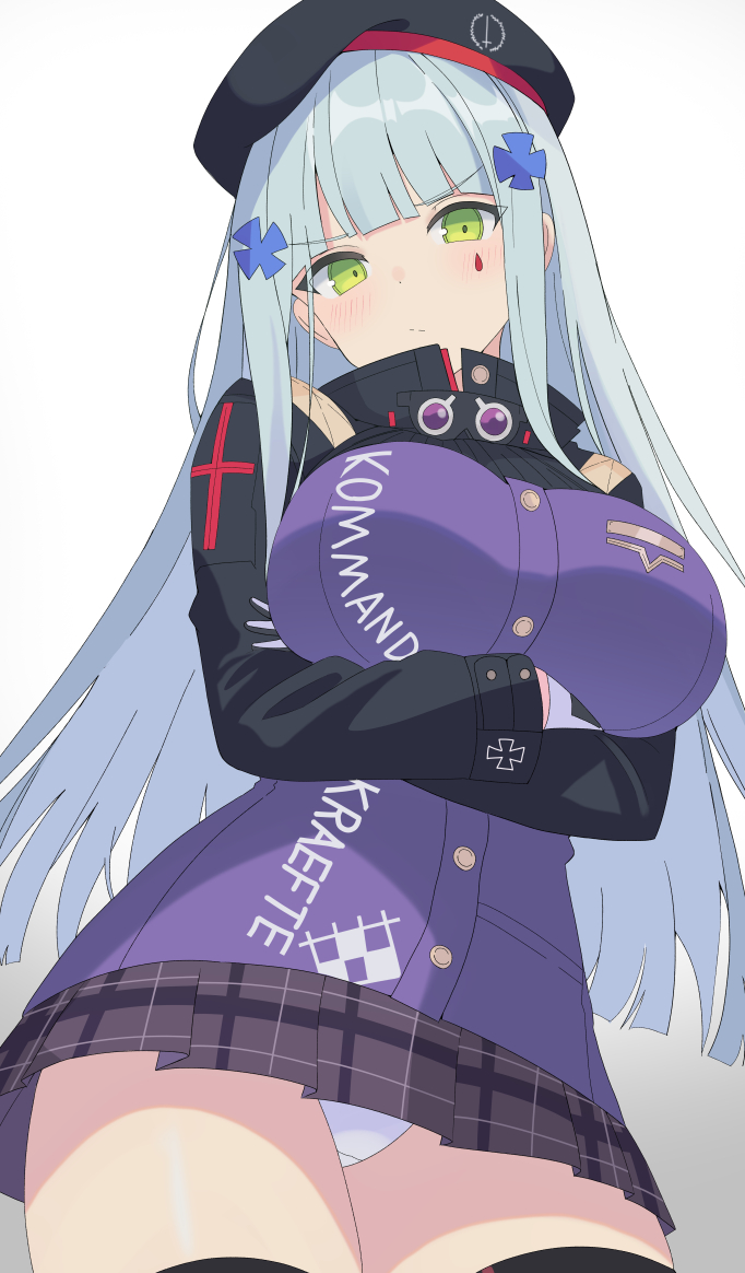 少女前线、HK416 (少女前线) 1名女孩 贝雷帽 黑帽子 黑色夹克 黑色过膝袜