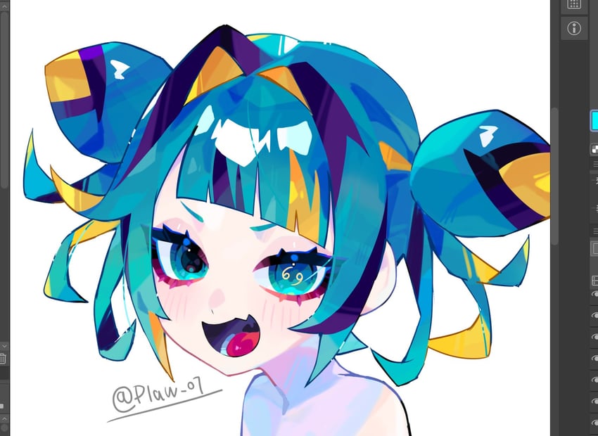 12 seiza vtuber kikaku、kaniza (12 seiza vtuber kikaku) 1名女孩 adobe illustrator 水色瞳 水色发 黑发