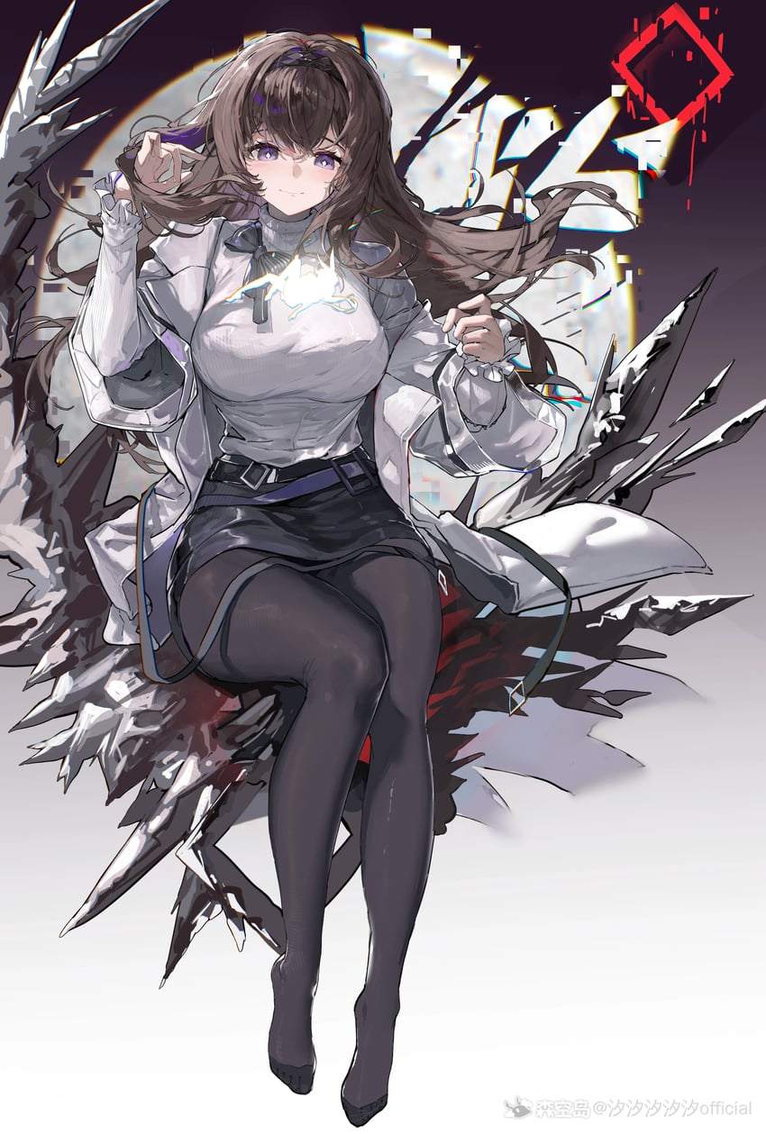 明日方舟、阿米娅 (明日方舟)、普瑞赛斯 (明日方舟) 2名女孩 作者名 黑色蝴蝶结 黑色蝶形领结 黑色发带