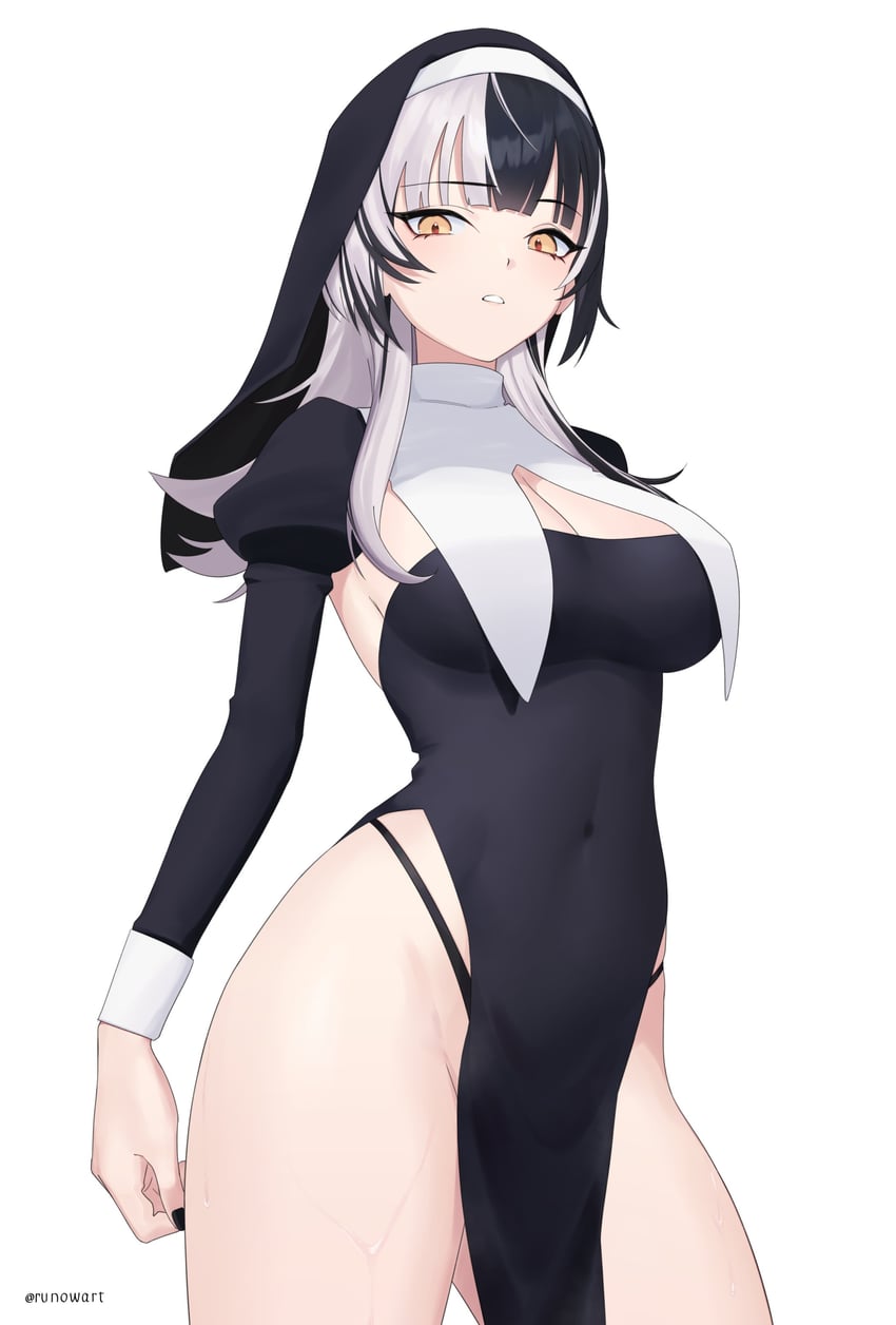 Hololive、Hololive英语、诗织·诺维拉 1名女孩 替换服装 黑色连衣裙 黑发 齐刘海