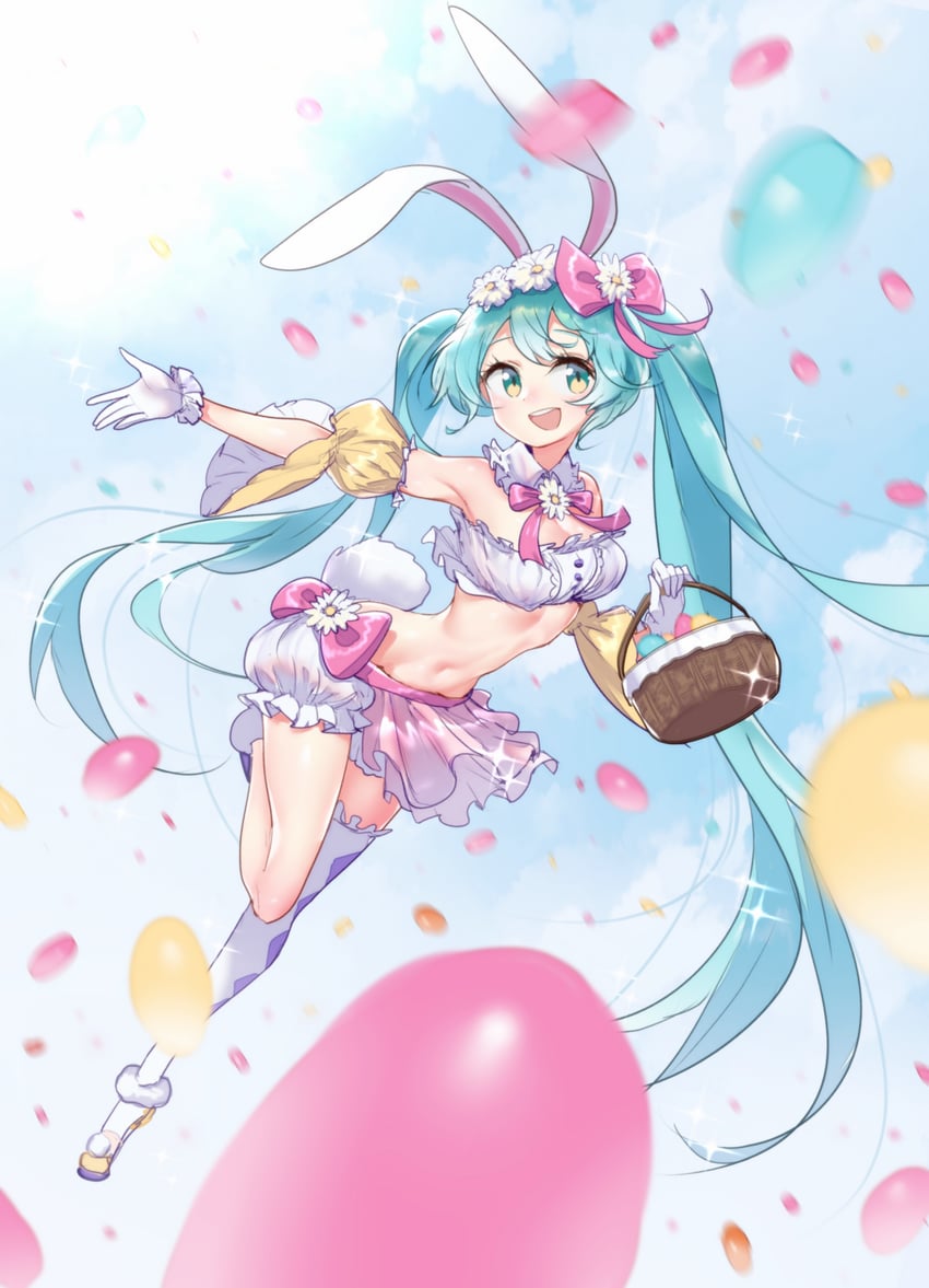 VOCALOID、初音未来 1名女孩 :D 兽耳 水色瞳 水色发