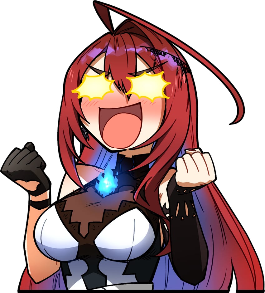 Hololive、Hololive英语、伊丽莎白·罗斯·血焰 1名女孩 呆毛 露肩 黑色手套 蓝火