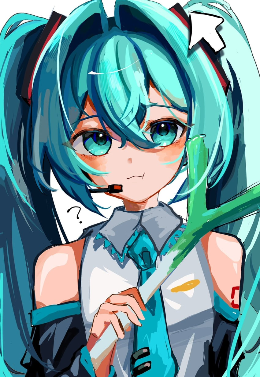 VOCALOID、初音未来 1名女孩 :t 问号 水色瞳 水色发