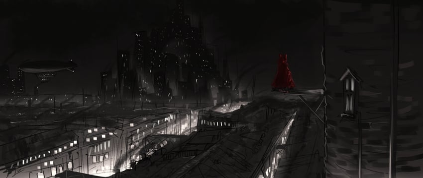黑之魂、黑色之魂 2、dead red hood 1名女孩 飞行器 飞艇 兽耳 斗篷