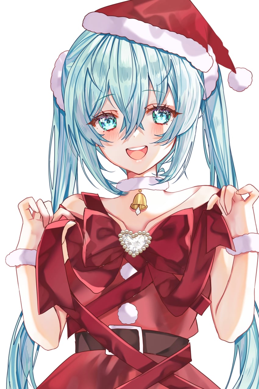 VOCALOID、初音未来 1名女孩 :D 水色瞳 水色发 铃铛
