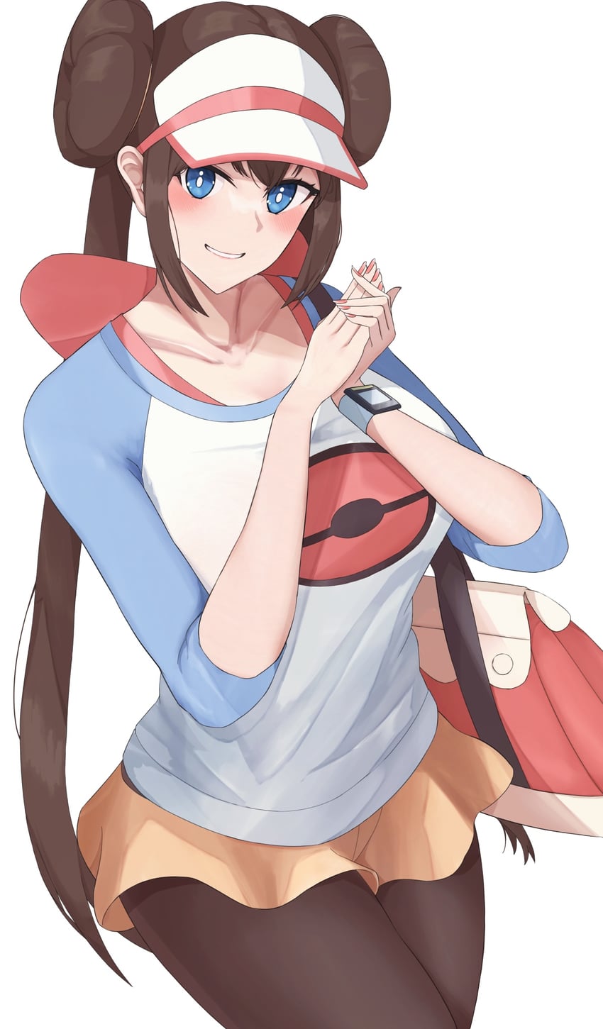 宝可梦、宝可梦 黑2/白2、鸣依 (宝可梦) 1名女孩 包 蓝眼 乳房 棕发