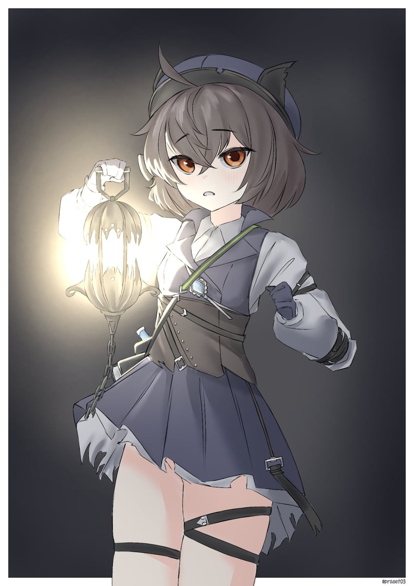 碧蓝航线、布里斯托尔 (碧蓝航线)、bristol (meta) (azur lane) 1名女孩 黑色背景 黑发 蓝色手套 蓝帽子