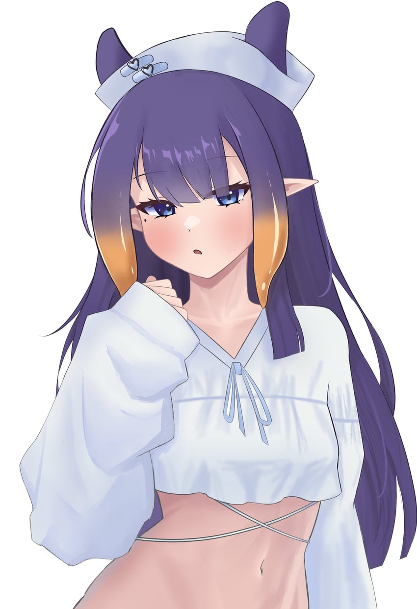 Hololive、Hololive英语、一伊那尔栖 1名女孩 替换服装 金发 蓝眼 脸红