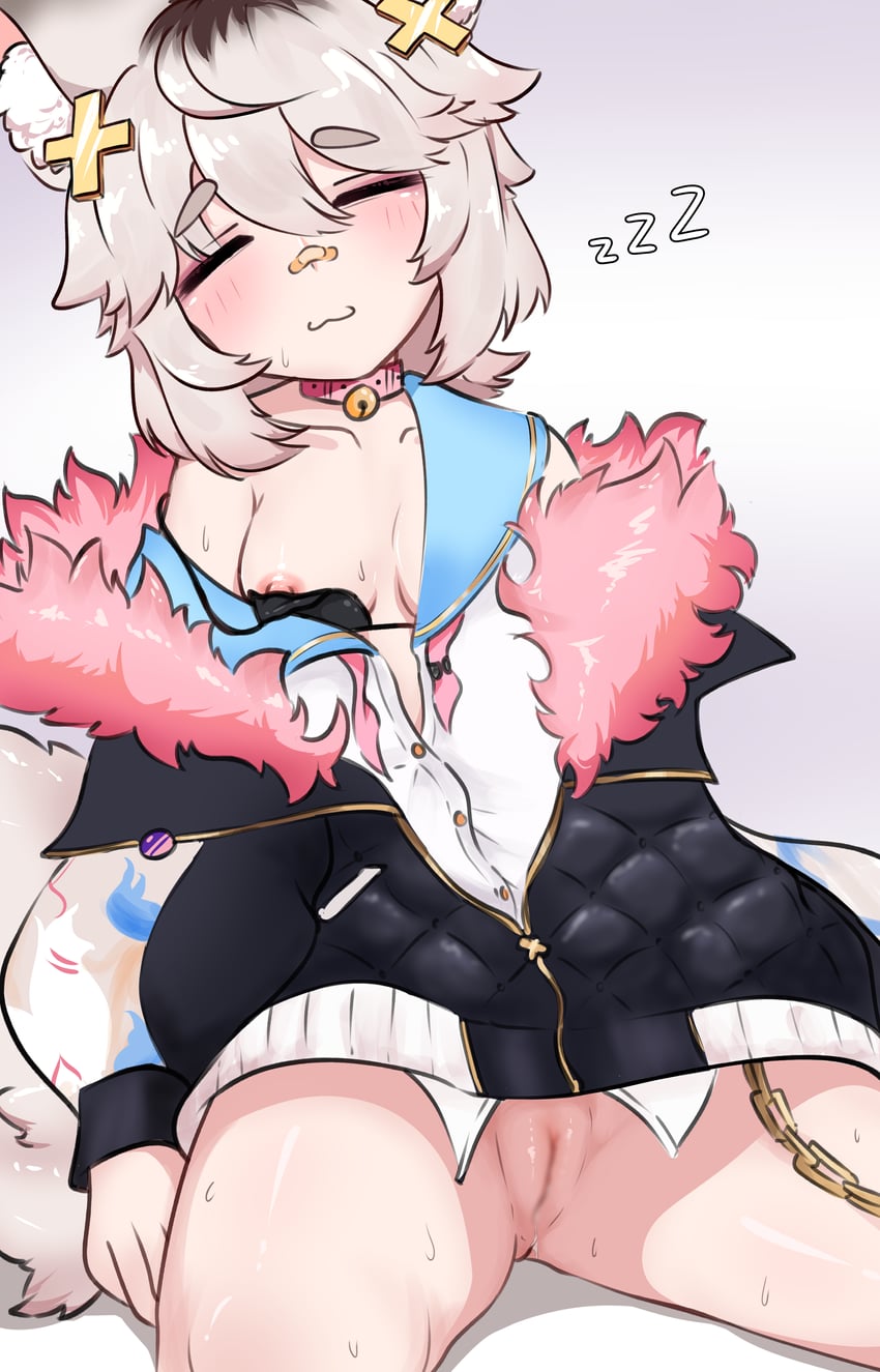 个人势虚拟主播、白彦 1名女孩 兽耳毛 兽耳 创可贴 脸上的创可贴