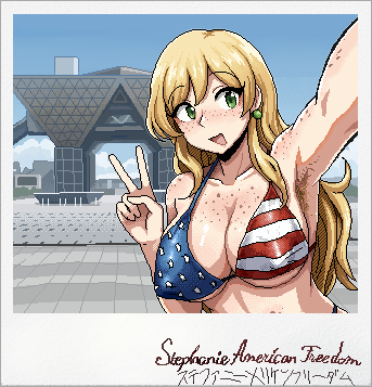 原创、stephanie (hamsterfragment) 1名女孩 美国国旗 星条旗比基尼 美国国旗印花 腋下
