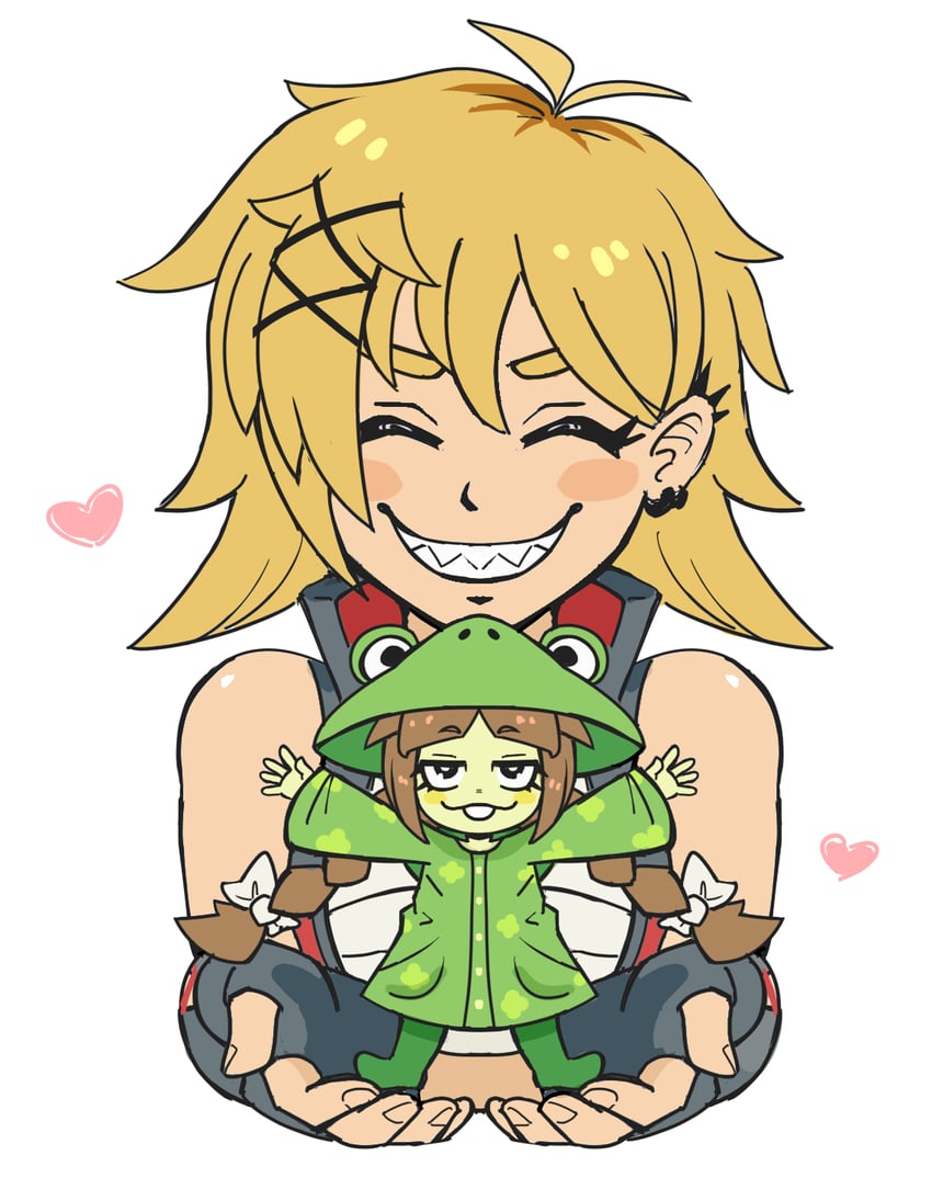 UTAU、darashine ena、suiren (utau) 2名女孩 猫脸笑 呆毛 露肩 黑瞳