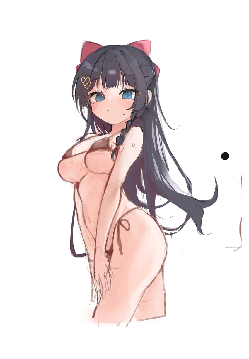 Stellive、白雪雏 1名女孩 比基尼 黑发 蓝眼 蝴蝶结