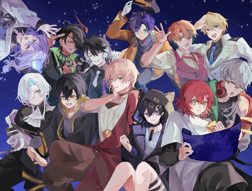 HOLOSTARS、荒咬皇牙、荒咬皇牙 (初始服装) 6个以上男孩 兽耳 动物兜帽 水色瞳 阿斯科特领巾