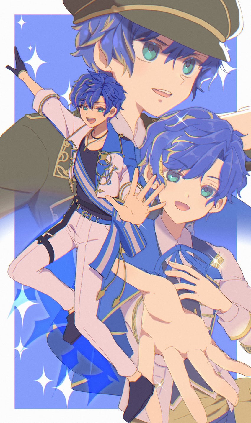 HOLOSTARS、阿斯特尔·瑞达 1名男孩 招手 腰带 黑色手套 黑衬衫