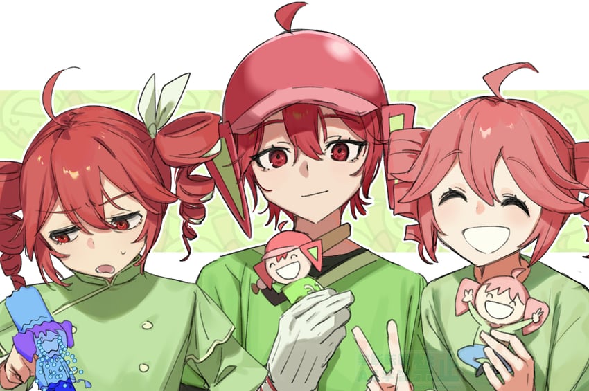 chikubi nazonazo (synthesizer v)、de los santos (synthesizer v)、Synthesizer V 3人女子 :D 呆毛 棒球棒 棒球头盔