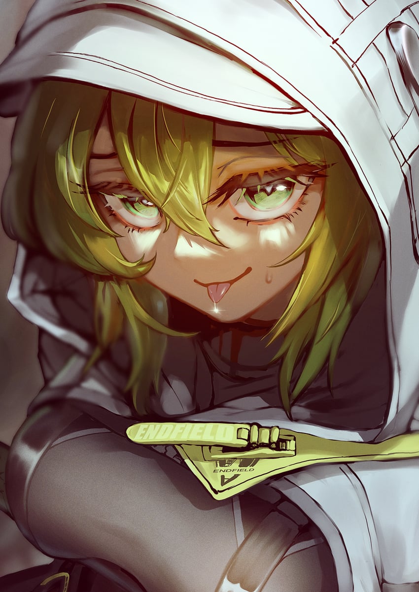 明日方舟、明日方舟：终末地、萤石(明日方舟) 1名女孩 :p 黑色连体衣 紧身连体衣 乳房