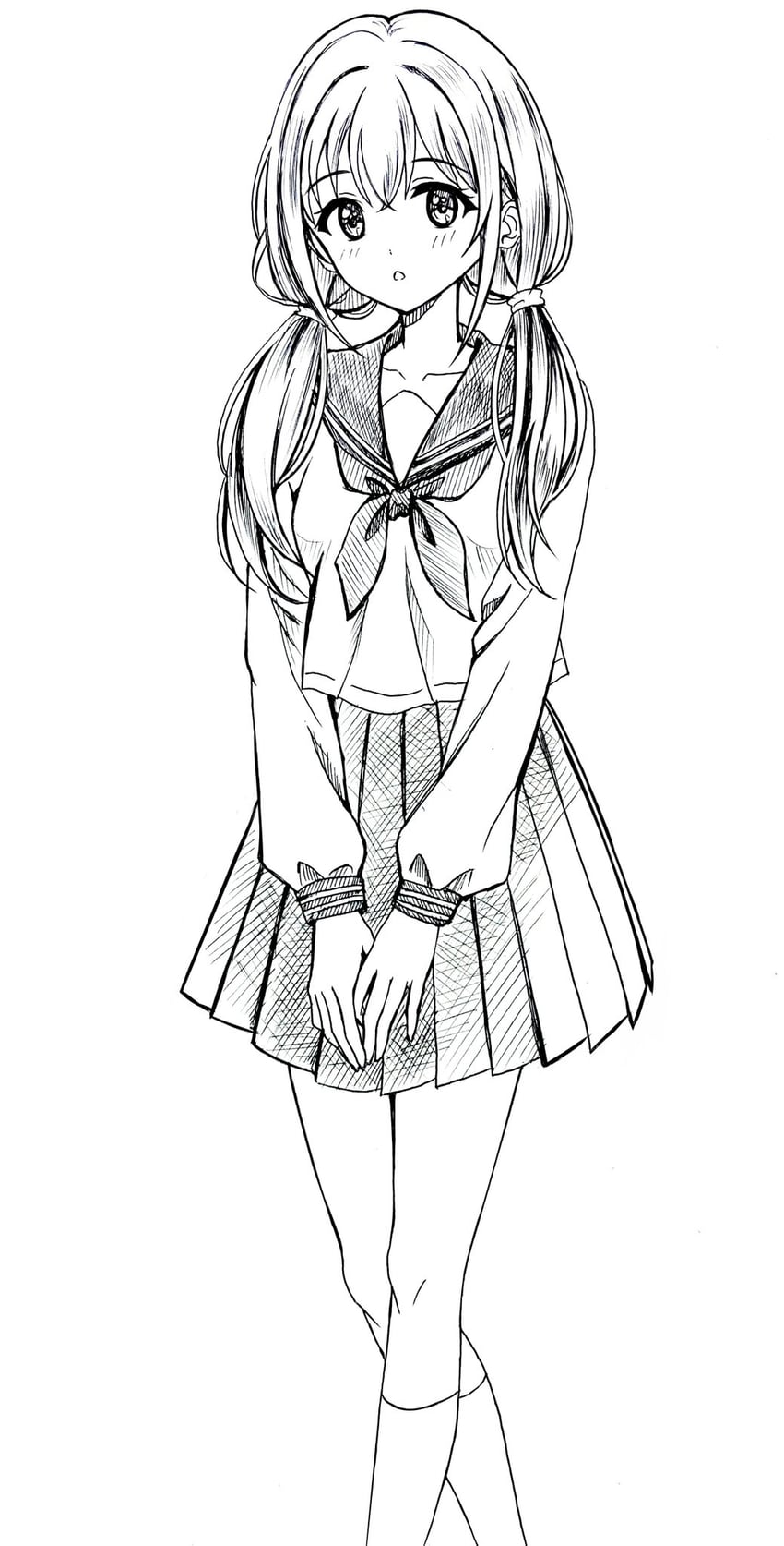 原创 1名女孩 过膝袜 长发 长袖 低双马尾