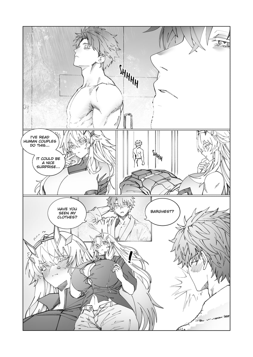 Fate/Grand Order、Fate系列、巴格斯特 (Fate) 1名男孩 1名女孩 浴袍 脸红 借来的衣服