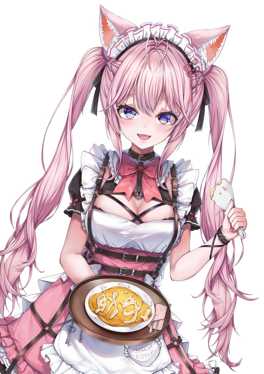 Hololive、博衣小夜里、博衣小夜璃 (暗黑女仆) 1名女孩 兽耳 呆毛 围裙 围裙口袋