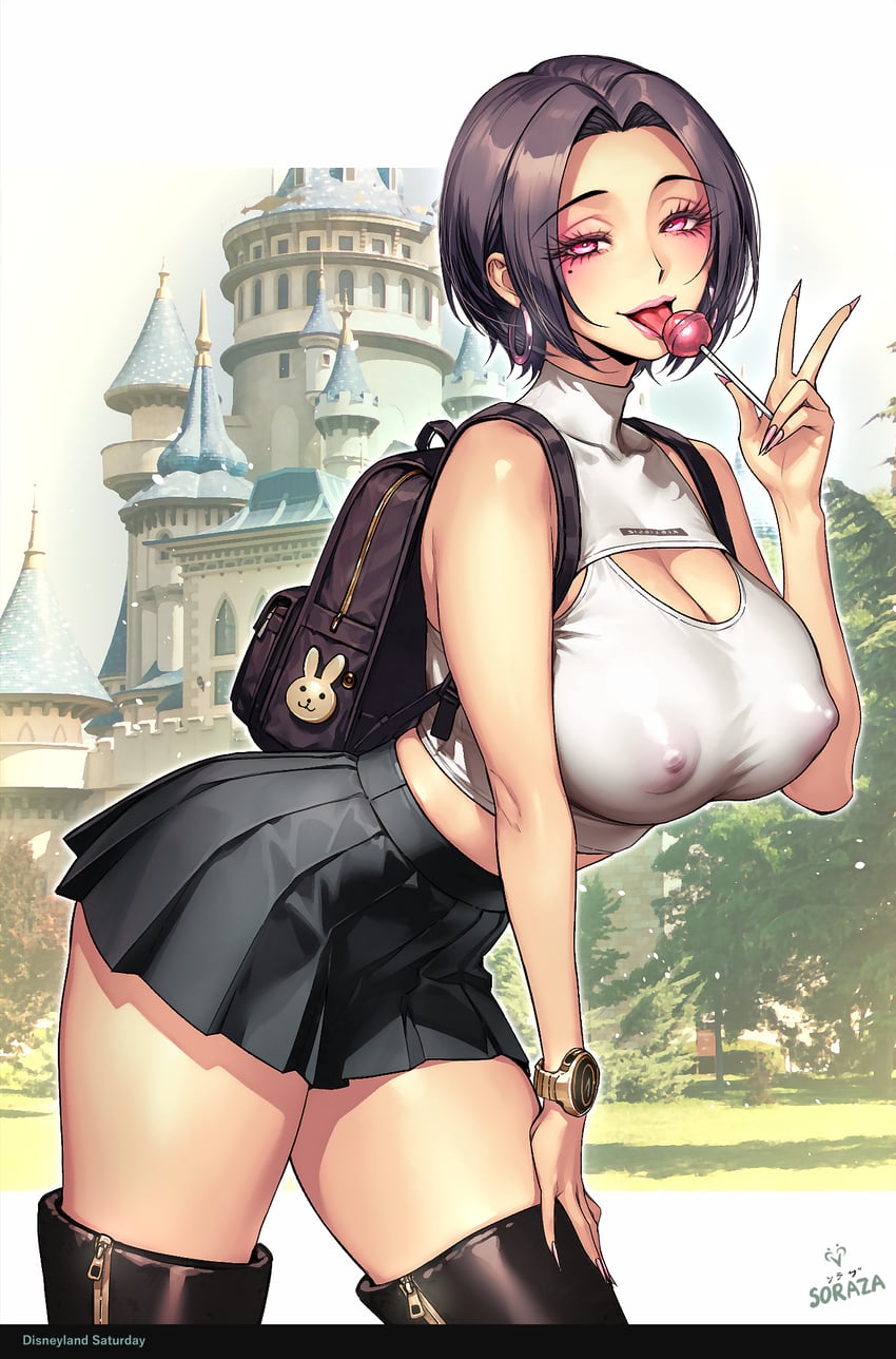 迪士尼乐园、原创 1名女孩 :p 背包 包 黑色靴子