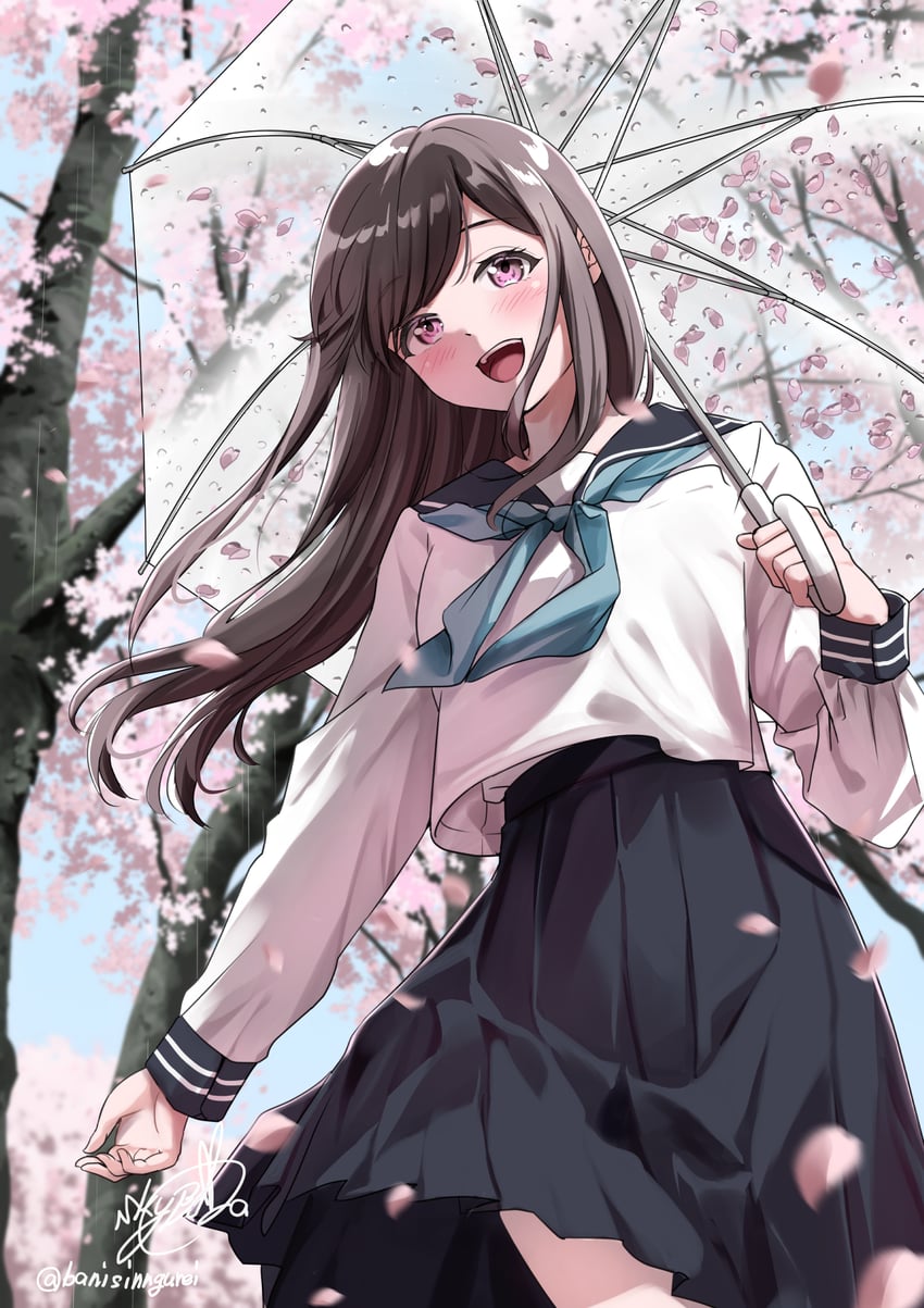原创 1名女孩 :D 作者名 黑色水手领 黑色裙子