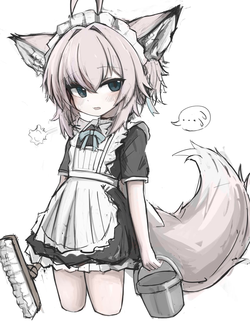 明日方舟、苏苏洛 (明日方舟) 1名女孩 呆毛 替换服装 兽耳 围裙