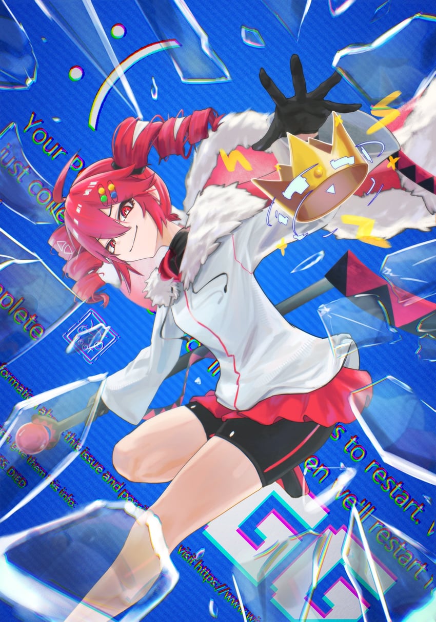 fiction desu (synthesizer v)、Synthesizer V、UTAU 呆毛 骑行裤 短裤下的单车裤 黑色手套 蓝屏死机