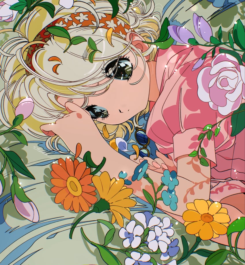 原创 90年代风格 1名女孩 床单 金发 花蕾