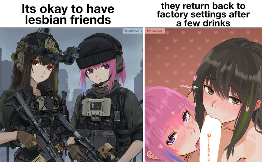 少女前线、M4A1 (少女前线)、ST AR-15 (少女前线) 1名男孩 2名女孩 AR-15 突击步枪 棕眼睛