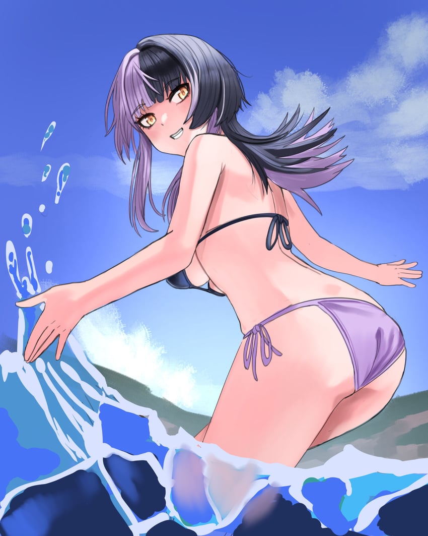Hololive、Hololive英语、诗织·诺维拉 1名女孩 :D 屁股 比基尼 黑色比基尼