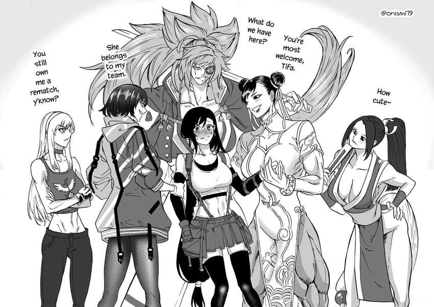 最终幻想、最终幻想VII、铁拳 乳房 棕发 漫画 英文文本 手套