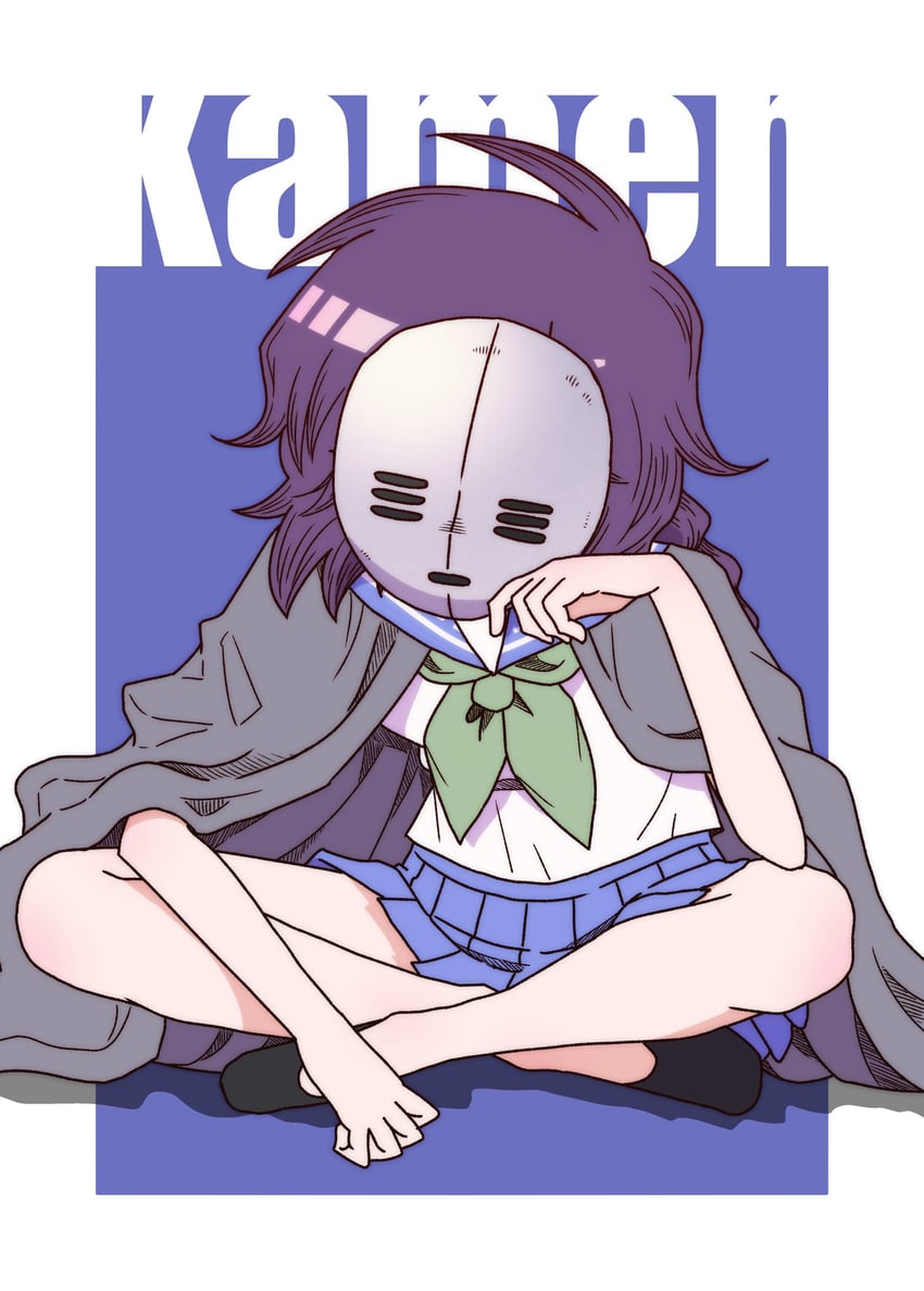 抱歉我不是百合 1名女孩 蓝色背景 蓝裙子 蝴蝶结 辫子