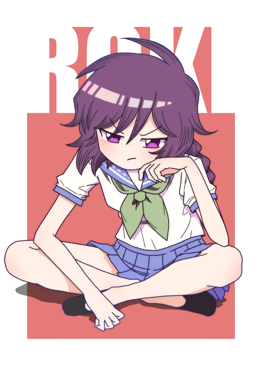 抱歉我不是百合 1名女孩 蓝色水手领 蓝裙子 蝴蝶结 辫子