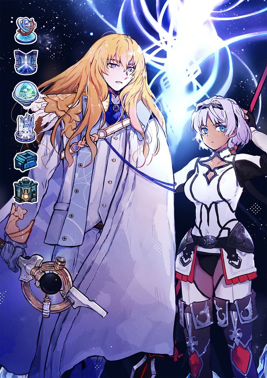 Fate/Grand Order、Fate系列、凯妮斯 (Fate) 1名男孩 1名女孩 手臂放在侧边 举手 阿斯科特领巾