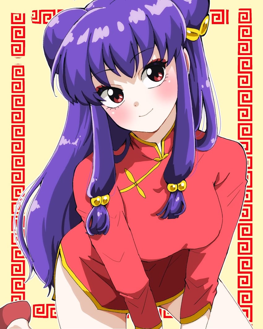 乱马1/2、珊璞 (乱马 1/2) 1名女孩 铃铛 脸红 蝴蝶结 中国风服饰