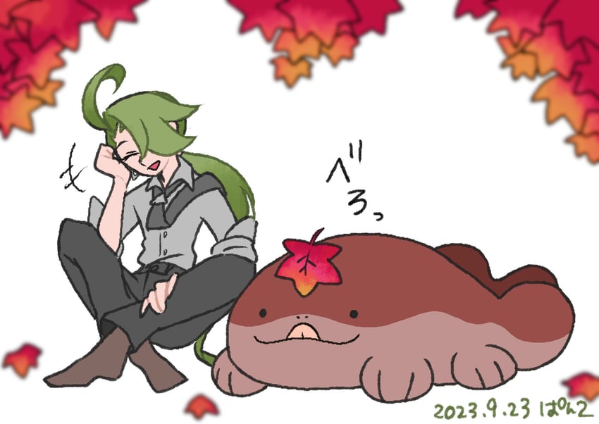 宝可梦、宝可梦 朱/紫、土王 +++ 1名女孩 呆毛 红叶 黑色领带
