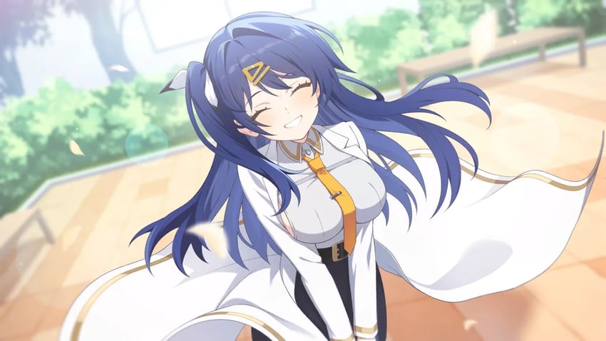 Muv-Luv、Muv-Luv Girls Garden、tsukigase chiyuru 1名女孩 蓝发 蝴蝶结 咬牙 闭眼