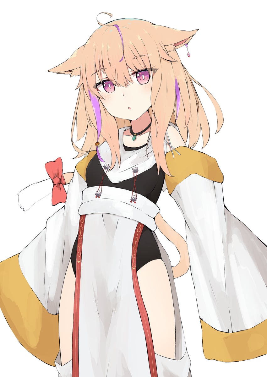 原创 1名女孩 呆毛 兽耳毛 兽耳 黑色紧身连体衣