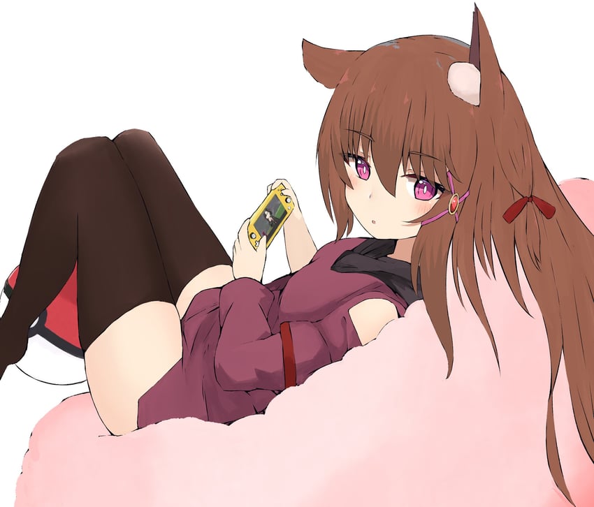 原创、宝可梦、宝可梦 剑/盾 1名女孩 惊讶 兽耳毛 兽耳 乳房