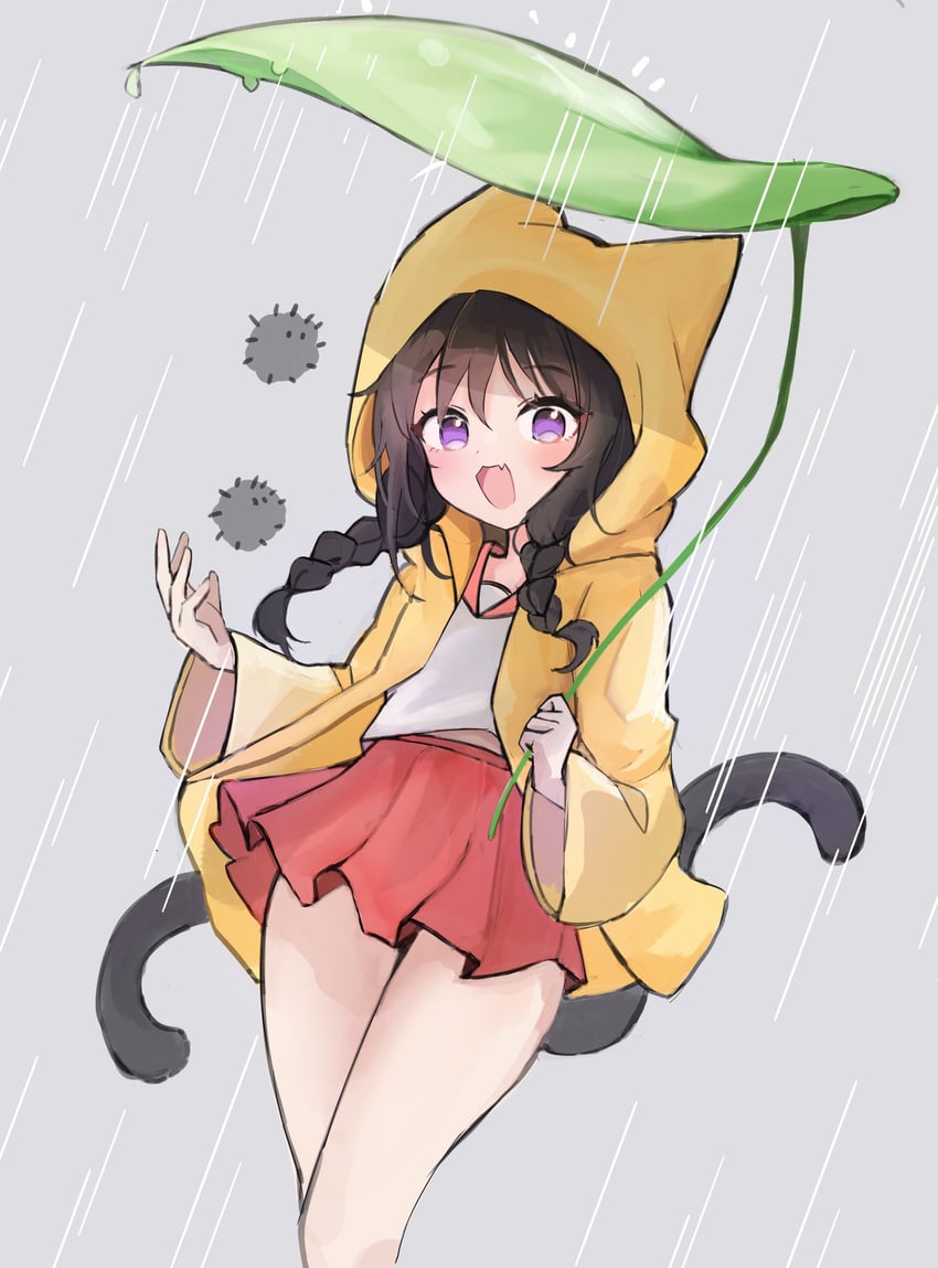 二次元插画 1名女孩 猫脸笑 :D 兽耳 黑发