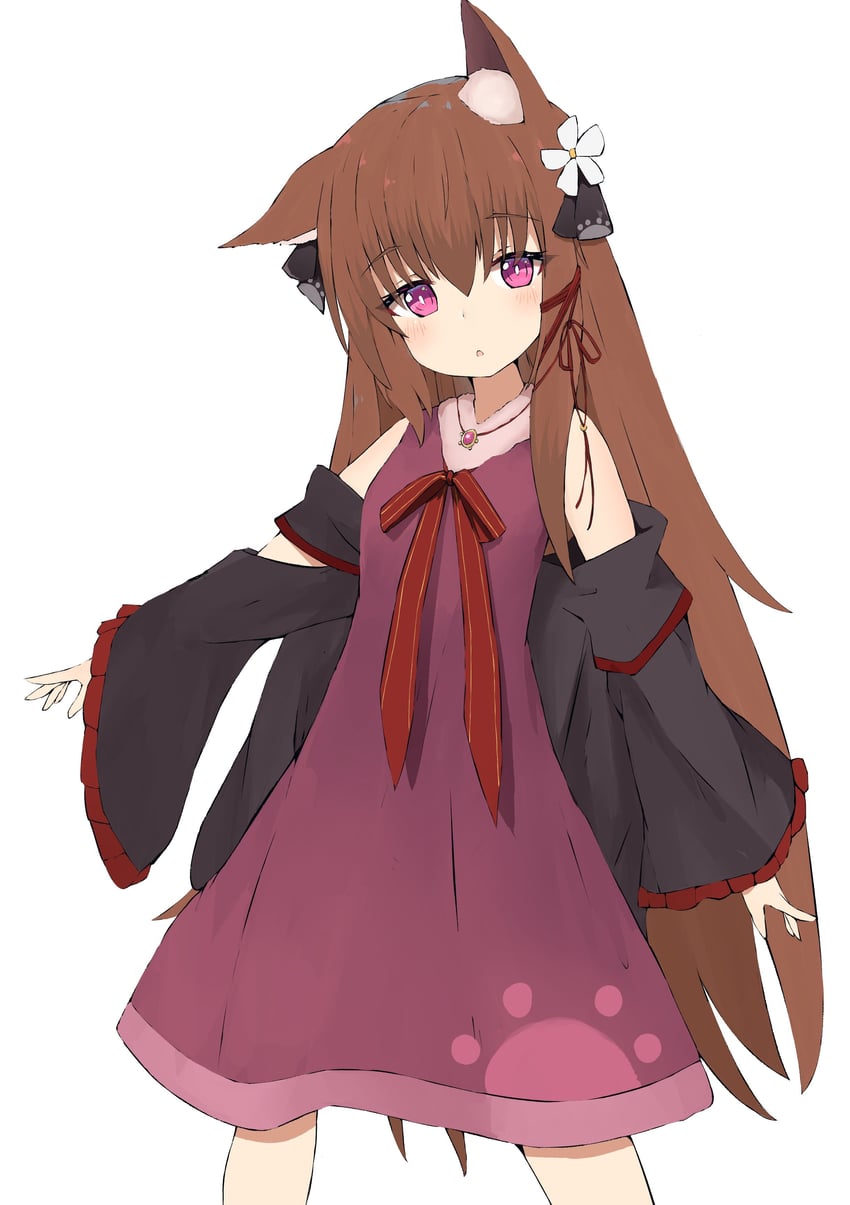 原创 1名女孩 兽耳毛 兽耳 露肩 黑色夹克