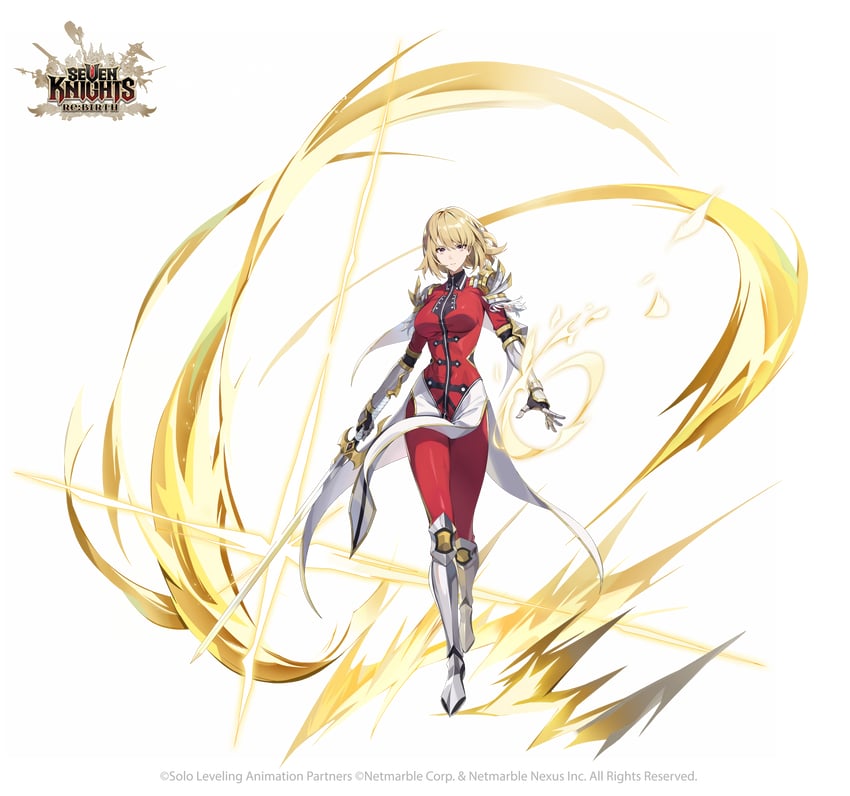seven knights re:birth、cha hae-in (seven knights re:birth) 1名女孩 铠甲 铠甲靴 靴子 乳房