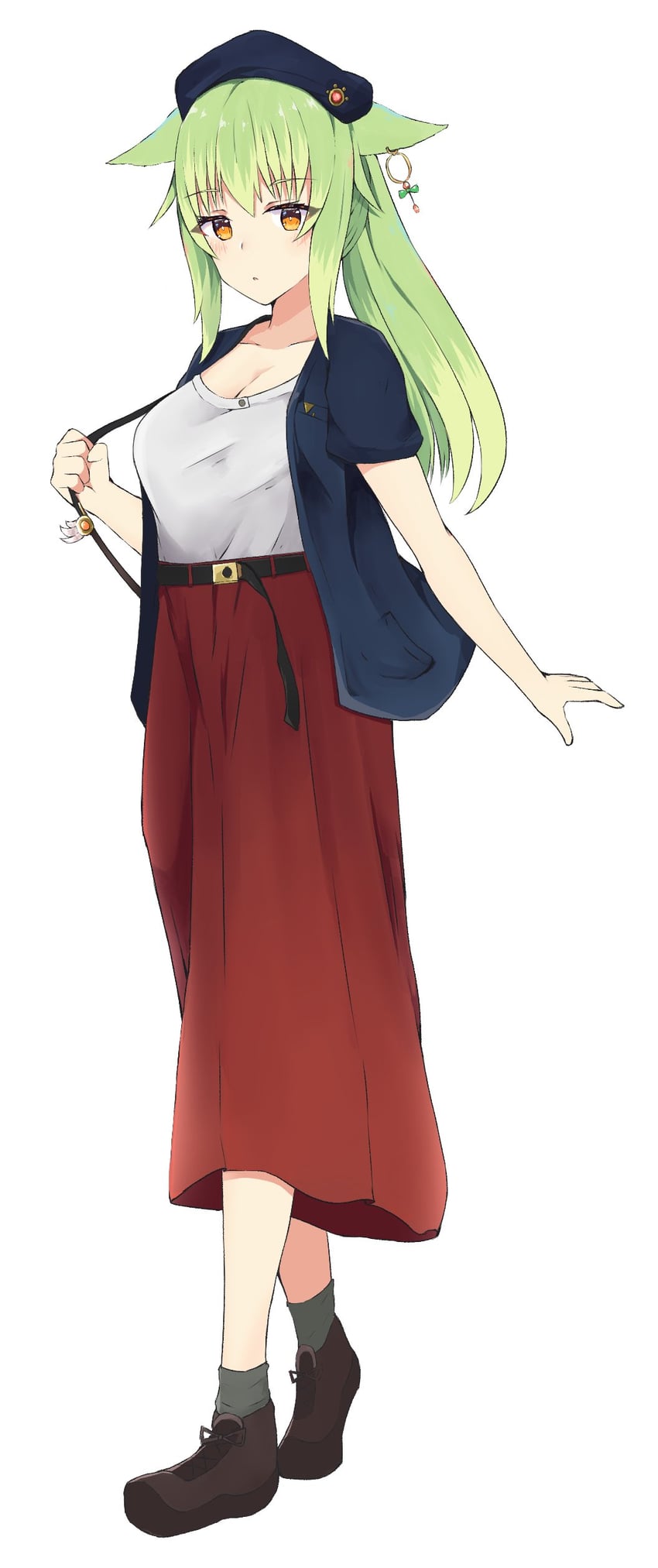 原创 1名女孩 惊讶 兽耳 贝雷帽 蓝帽子