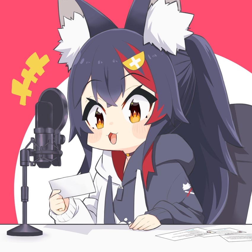 Hololive、大神澪、大神澪 (连帽衫) +++ 1名女孩 兽耳毛 兽耳 黑色项圈