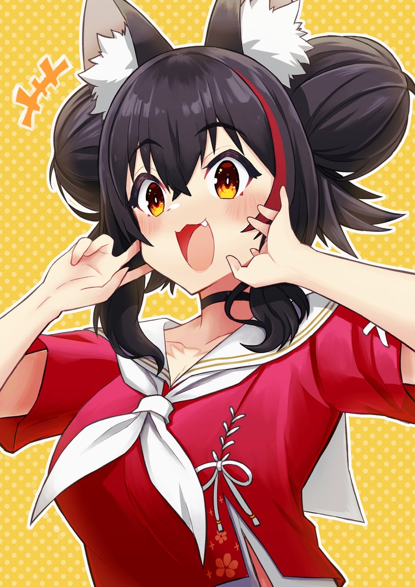 Hololive、大神澪、大神澪 (另一个大神澪) +++ 1名女孩 发型长度变动 (更短) 兽耳毛 兽耳