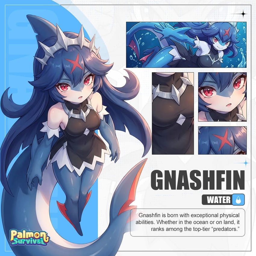 palmon: survival 1名女孩 蓝发 乳房 版权标志 版权名