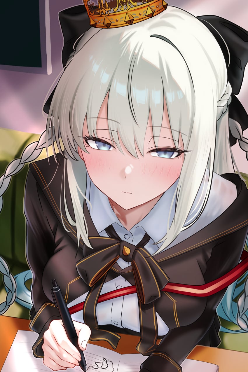 Fate/Grand Order、Fate系列、摩根勒菲 (Fate) 1名女孩 黑色蝴蝶结 黑色夹克 黑色裙子 蓝眼