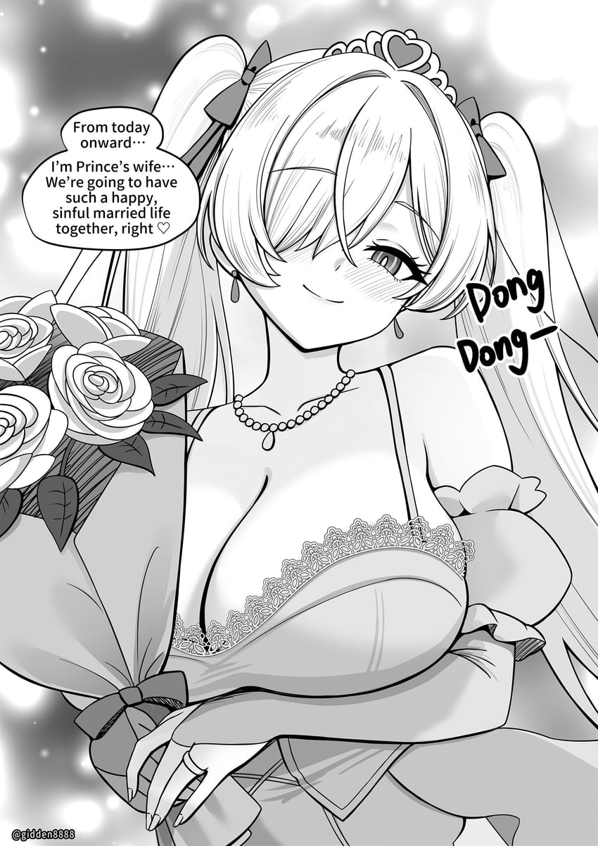 胜利女神：妮姬、灰姑娘 (妮姬) 脸红 花束 乳房 露肩袖 连衣裙